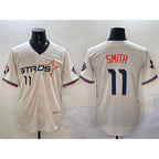 Houston Astros #11 Cam Smith Cream MWATKINS 2025 City Connect With Texas Patch Limited Stitched Jersey