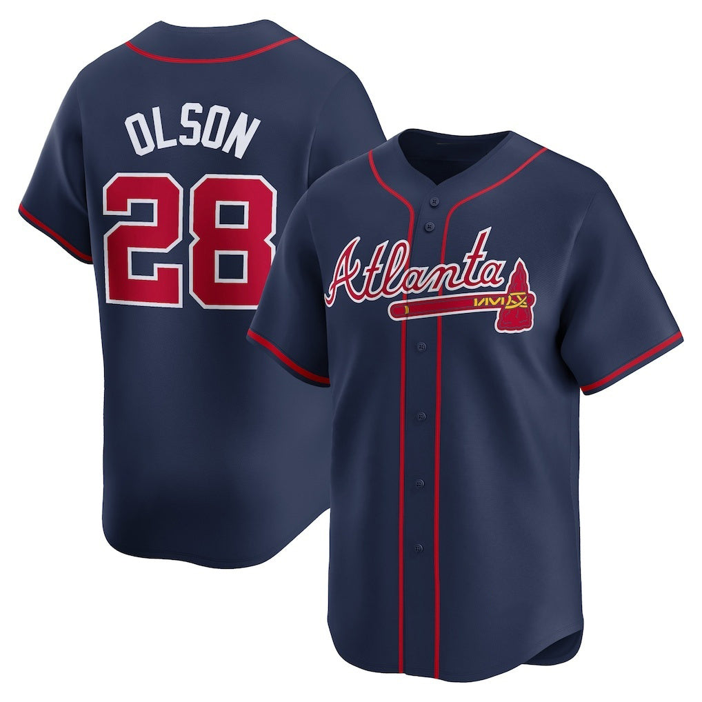 Atlanta Braves #28 Matt Olson Navy MWATKINS Alternate Limited Player Jersey