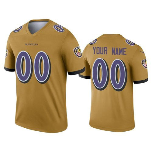 Custom B.Ravens Gold MWATKINS Inverted Legend Jersey