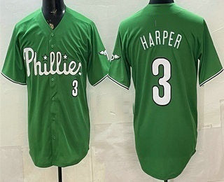 Philadelphia Phillies #3 Bryce Harper Green MWATKINS Limited Stitched Jersey