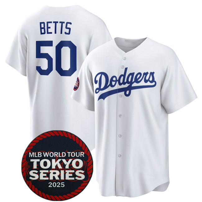 Los Angeles Dodgers #50 Mookie Betts White MWATKINS 2025 World Tour Tokyo Series Home Stitched Jersey