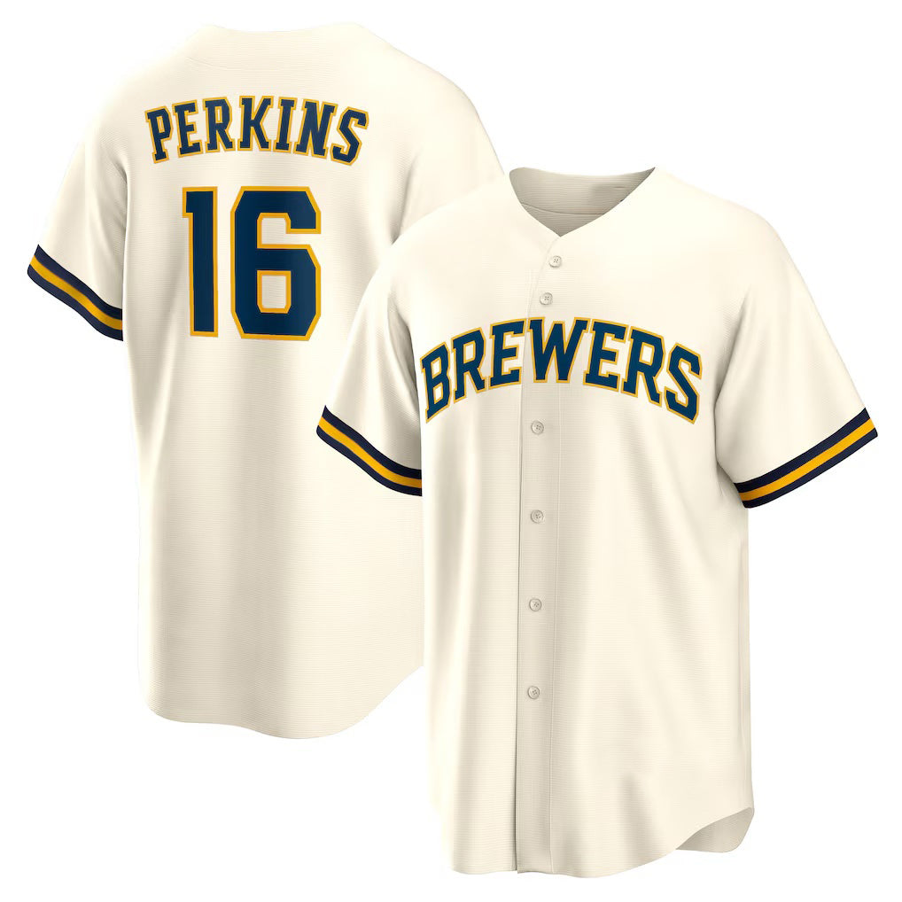 Milwaukee Brewers #16 Blake Perkins Cream MWATKINS Home Replica Jersey
