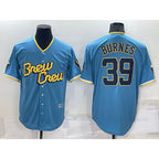 Milwaukee Brewers #39 Corbin Burnes Blue MWATKINS 2022 City Connect Cool Base Stitched Jersey