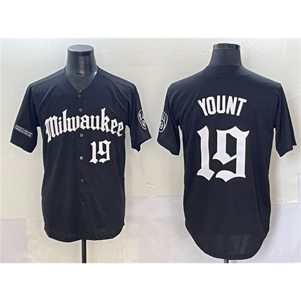 Milwaukee Brewers #19 Robin Yount Black MWATKINS 'Gothic 414 Shadows Edition' Vapor Premier Limited Stitched Jersey