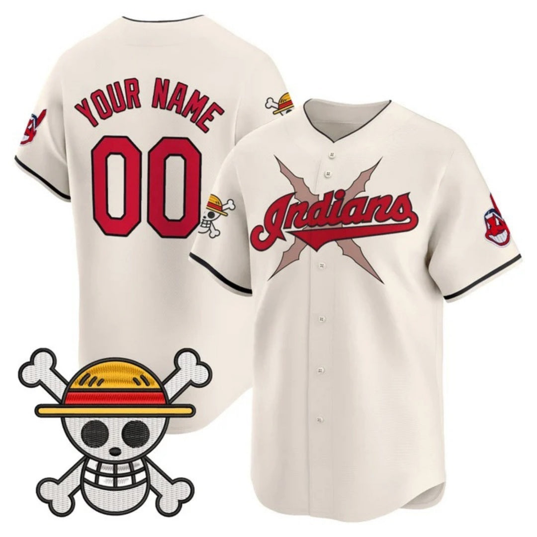 Custom Cleveland Indians x One Piece Cream MWATKINS Vapor Premier Limited Jersey - Stitched
