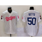 Los Angeles Dodgers #50 Mookie Betts White Pink MWATKINS Vin & Kobe Patch Stitched Jersey1