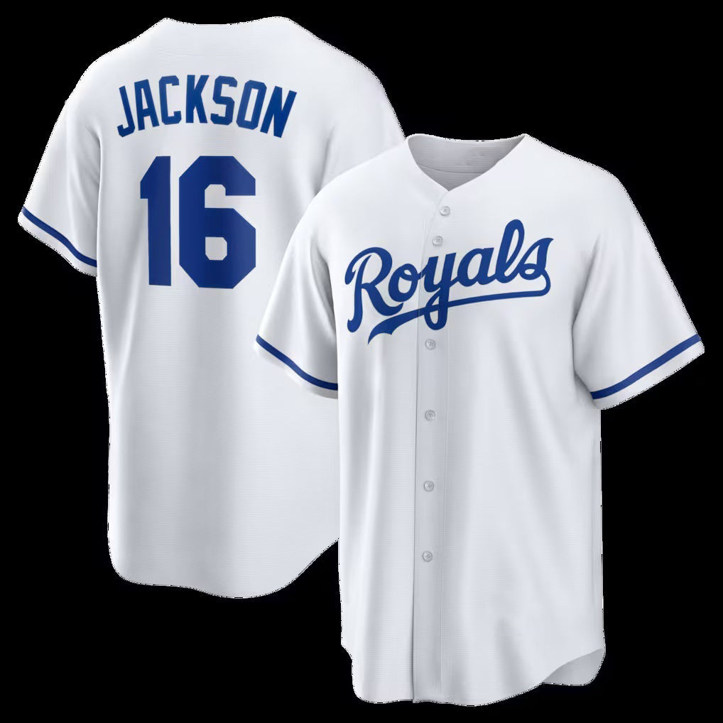 Kansas City Royals #16 Bo Jackson White MWATKINS Home Retired Player Replica Jersey