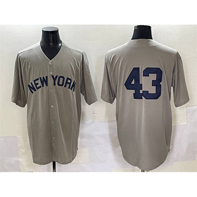 New York Yankees #43 Jonathan Lo¨¢isiga Gray MWATKINS Cool Base Stitched Jersey