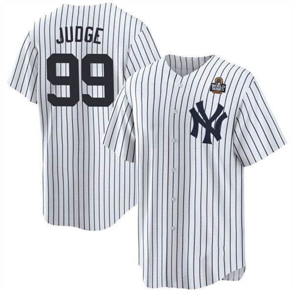 New York Yankees #99 Aaron Judge White MWATKINS 2024 World Series With Name Cool Base Stitched Jersey