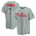 Philadelphia Phillies #7 Trea Turner USA 250 Fourth of July Road Stadium Jersey - Gray MWATKINS