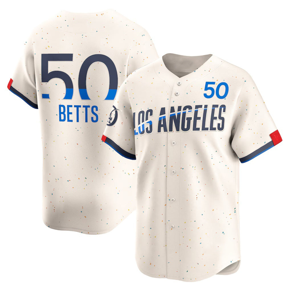 Los Angeles Dodgers #50 Mookie Betts Cream MWATKINS City Connect Limited Player Jersey