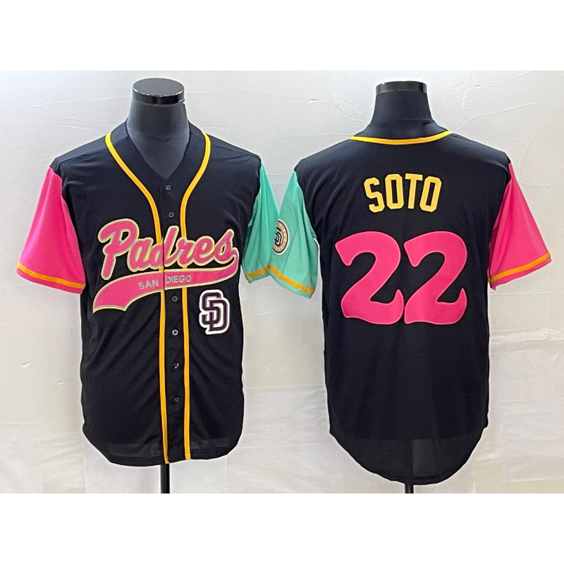 San Diego Padres #22 Juan Soto Black MWATKINS NEW 2023 City Connect Cool Base Stitched Jersey 2