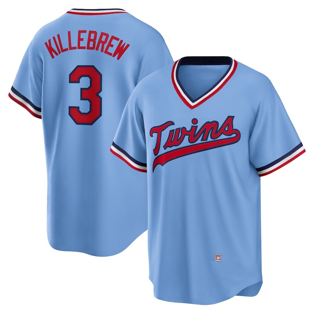 Minnesota Twins #3 Harmon Killebrew Light Blue MWATKINS Road Cooperstown Collection Player Jersey