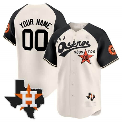 Custom Houston Astros Cactus Jack Style Vapor Premier Limited Jersey ¨C Cream Black MWATKINS