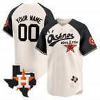 Custom Houston Astros Cactus Jack Style Vapor Premier Limited Jersey ¨C Cream Black MWATKINS
