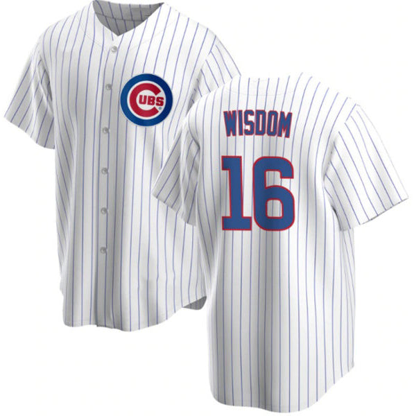 Chicago Cubs #16 Patrick Wisdom White MWATKINS Cool Base Stitched Jersey