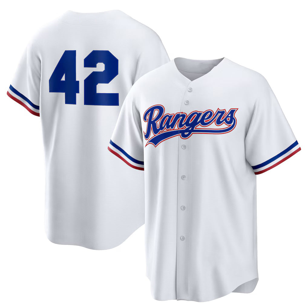 Texas Rangers #42 Jackie Robinson White MWATKINS Home 2025 Day Replica Jersey