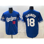 Los Angeles Dodgers #18 Yoshinobu Yamamoto Royal MWATKINS 2025 World Series Champions Patch Limited Stitched Jersey