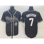 Chicago White Sox #7 Tim Anderson Black MWATKINS Cool Base Stitched Jersey 2