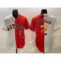 Houston Astros #2 Alex Bregman White Orange MWATKINS Split Stitched Jerseys