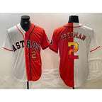 Houston Astros #2 Alex Bregman White Orange MWATKINS Split Stitched Jerseys