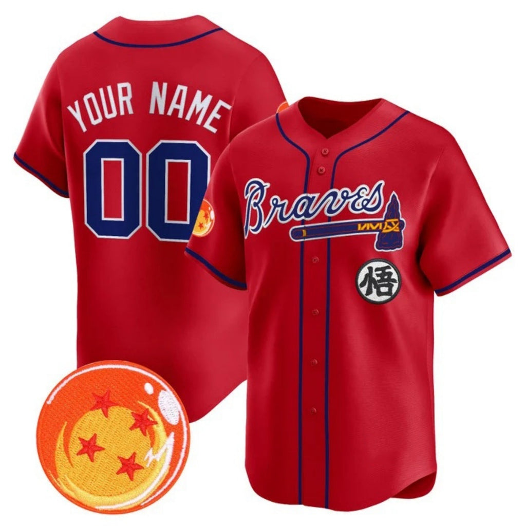 Custom Atlanta Braves x Dragon Ball Red MWATKINS Vapor Premier Limited Jersey - All Stitched