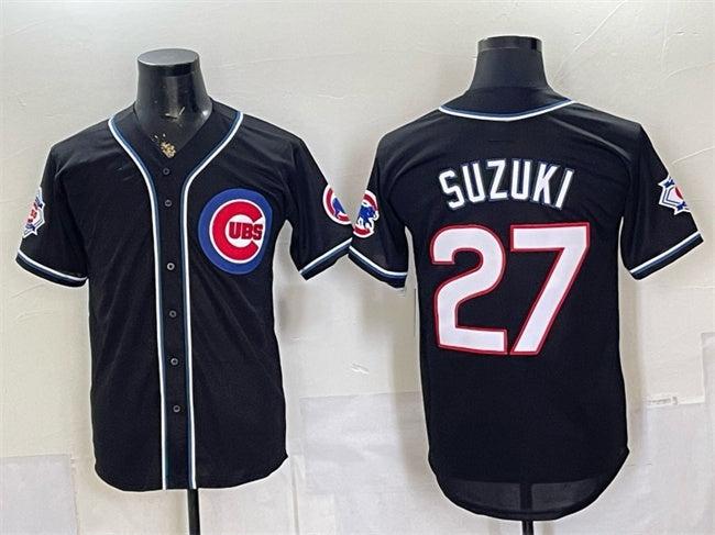 Chicago Cubs #27 Seiya Suzuki 150th Anniversary Black MWATKINS Out Style Vapor Premier Limited Stitched Jersey