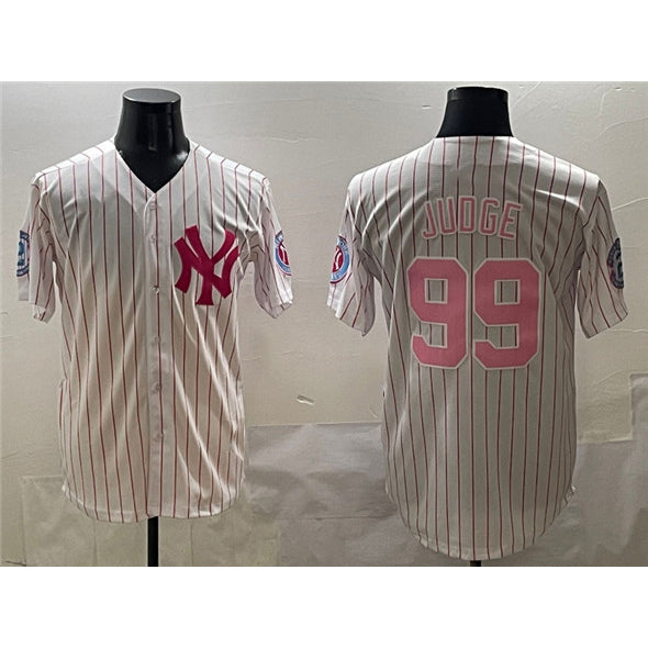 New York Yankees #99 Aaron Judge Pink MWATKINS With Patch Limited Stitched Jersey