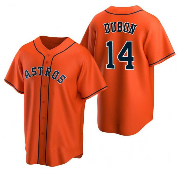 Houston Astros #14 Mauricio Dub¨®n Orange MWATKINS Cool Base Stitched Jersey