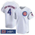 Chicago Cubs #4 Pete Crow-Armstrong White MWATKINS Pinstripe 'Ryne Sandberg Tribute' Vapor Limited V3 Stitched Jersey