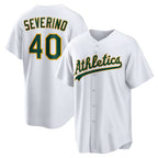 Oakland Athletics #40 Luis Severino White MWATKINS Home Replica Jersey