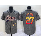 Houston Astros #27 Jose Altuve Number Grey MWATKINS Gridiron Cool Base Stitched Jersey