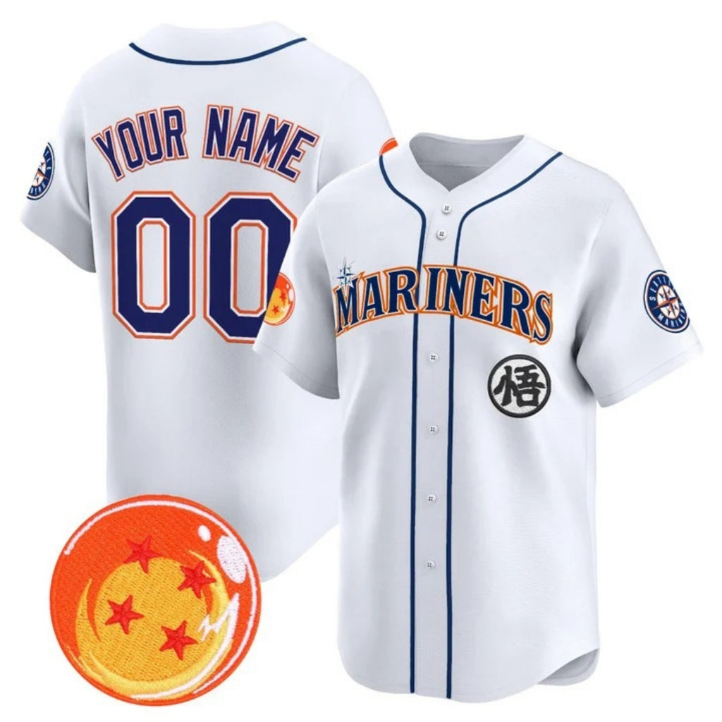 Custom Seattle Mariners x Dragon Ball White MWATKINS Vapor Premier Limited Jersey - All Stitched