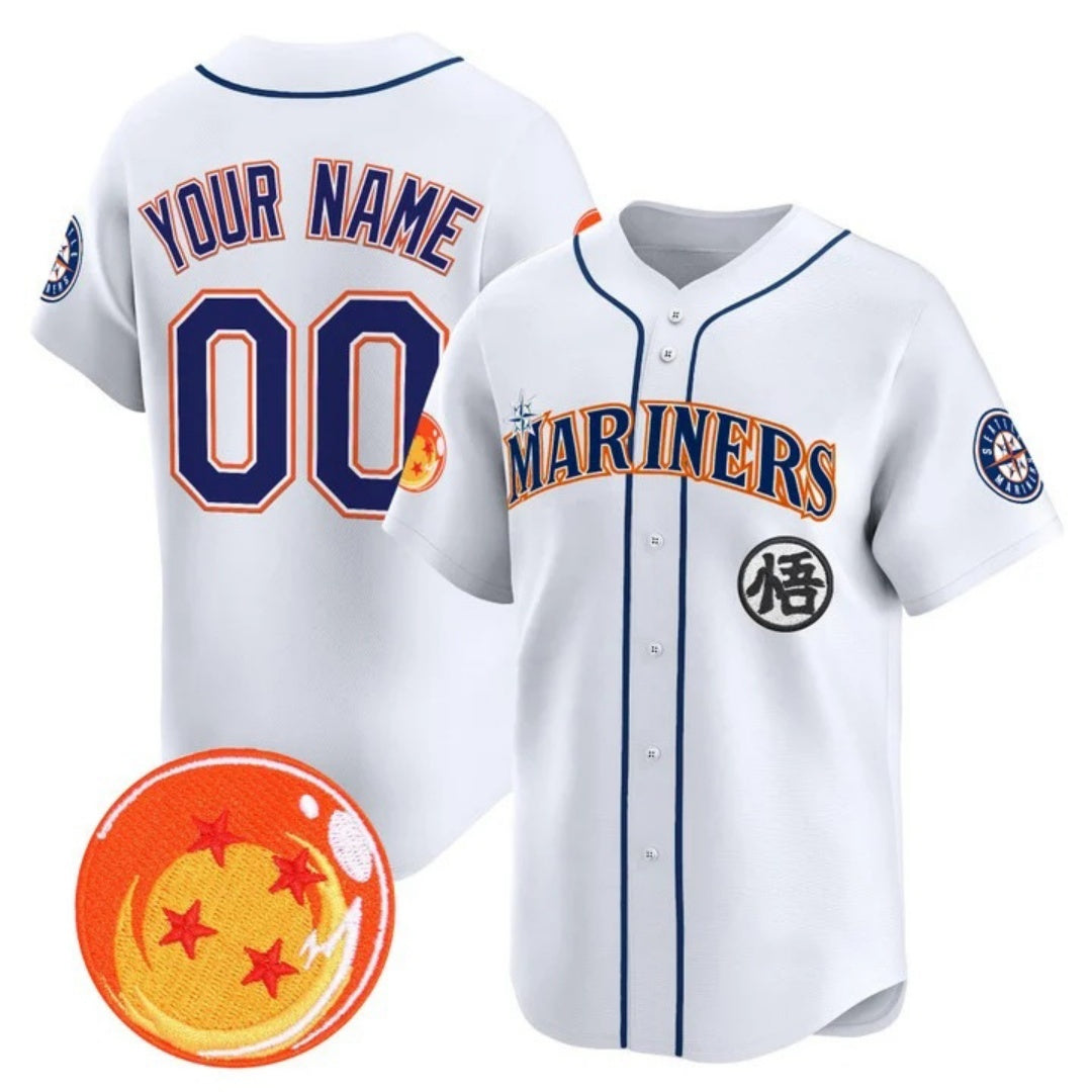 Custom Seattle Mariners x Dragon Ball White MWATKINS Vapor Premier Limited Jersey - All Stitched
