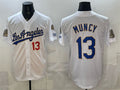 Los Angeles Dodgers #13 Max Muncy White MWATKINS 2026 Gold Collection 9x & B2B Champs Patch Stitched Jersey