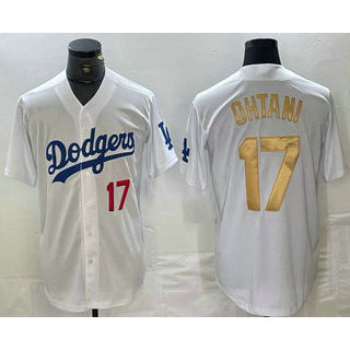 Los Angeles Dodgers #17 Shohei Ohtani Number White Gold MWATKINS Stitched Cool Base Jersey 2
