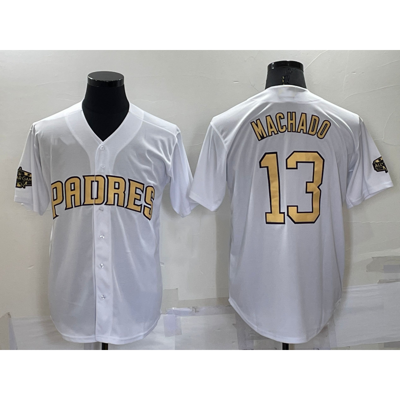 San Diego Padres #13 Manny Machado White MWATKINS 2022 All Star Stitched Cool Base Jersey