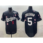 Los Angeles Dodgers #5 Freddie Freeman Black MWATKINS 2025 World Series Patch Tokyo Series Limited Stitched Jersey