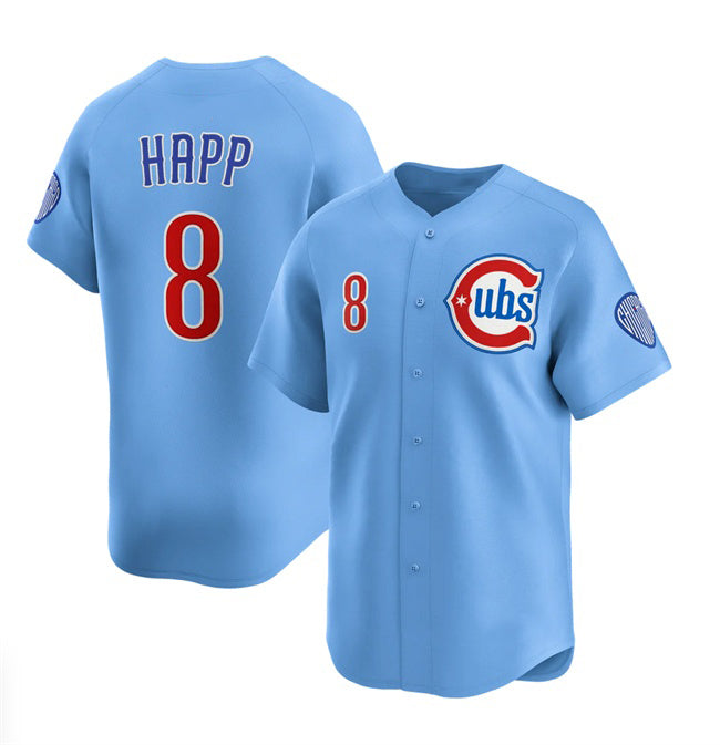 Chicago Cubs #8 Ian Happ Blue MWATKINS 2024-25 2nd Alternate Limited Stitched Jersey