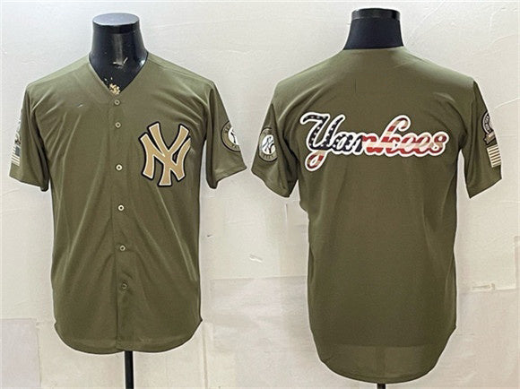 New York Yankees Team Big Logo Olive MWATKINS 2026 Armed Forces Day Stitched Jersey
