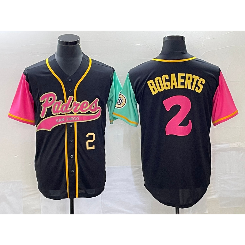 San Diego Padres #2 Xander Bogaerts Number Black MWATKINS NEW 2023 City Connect Cool Base Stitched Jersey