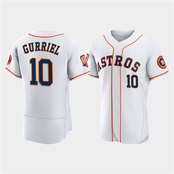 Houston Astros #10 Yuli Gurriel White MWATKINS 60th Anniversary Flex Base Stitched Jersey