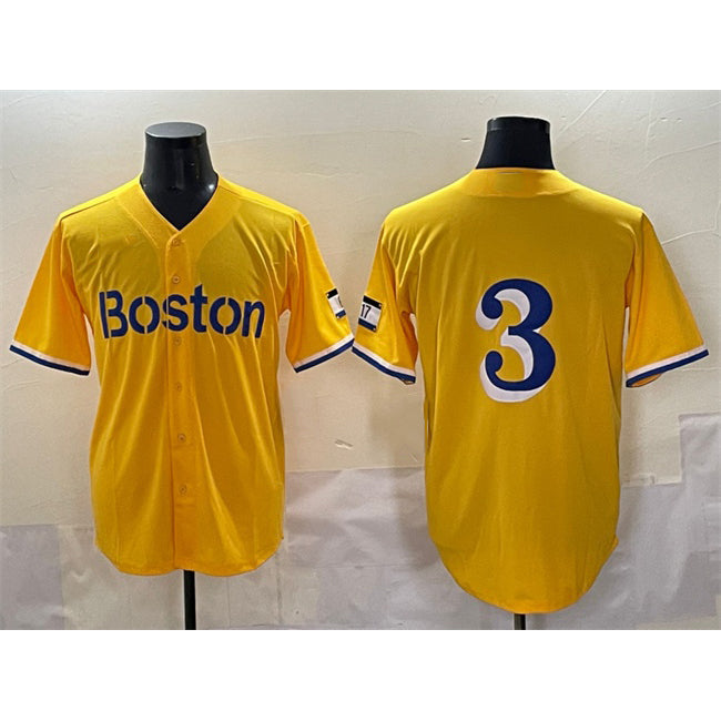 Boston Red Sox #3 Ceddanne Rafaela Gold MWATKINS City Connect Stitched Jersey
