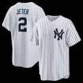 New York Yankees #2 Derek Jeter White MWATKINS Home Retired Player Replica Jersey