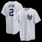 New York Yankees #2 Derek Jeter White MWATKINS Home Retired Player Replica Jersey