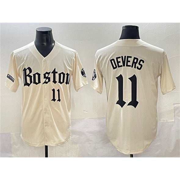 Boston Red Sox #11 Rafael Devers Cream MWATKINS Gothic Vapor Limited Stitched Jersey