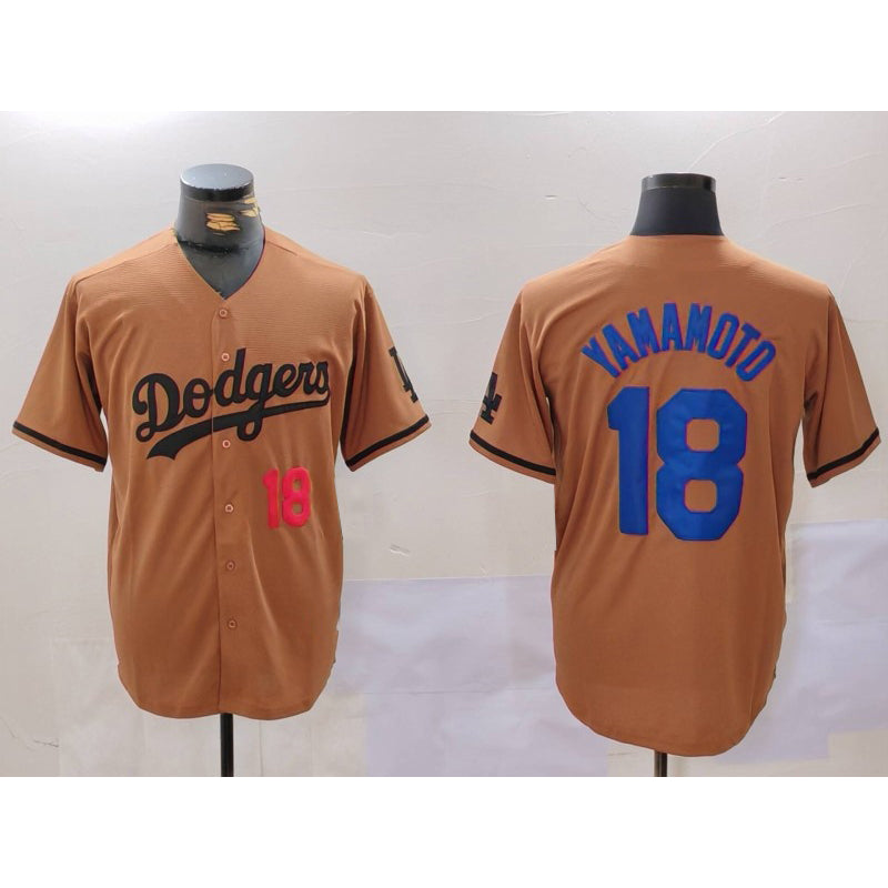 Los Angeles Dodgers #18 Yoshinobu Yamamoto Number Olive MWATKINS Cool Base Limited Stitched Jersey 2