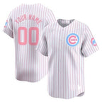 Custom Chicago Cubs Bubblegum Pink Vapor Premier Limited Jersey ¨C White Pinstripe MWATKINS