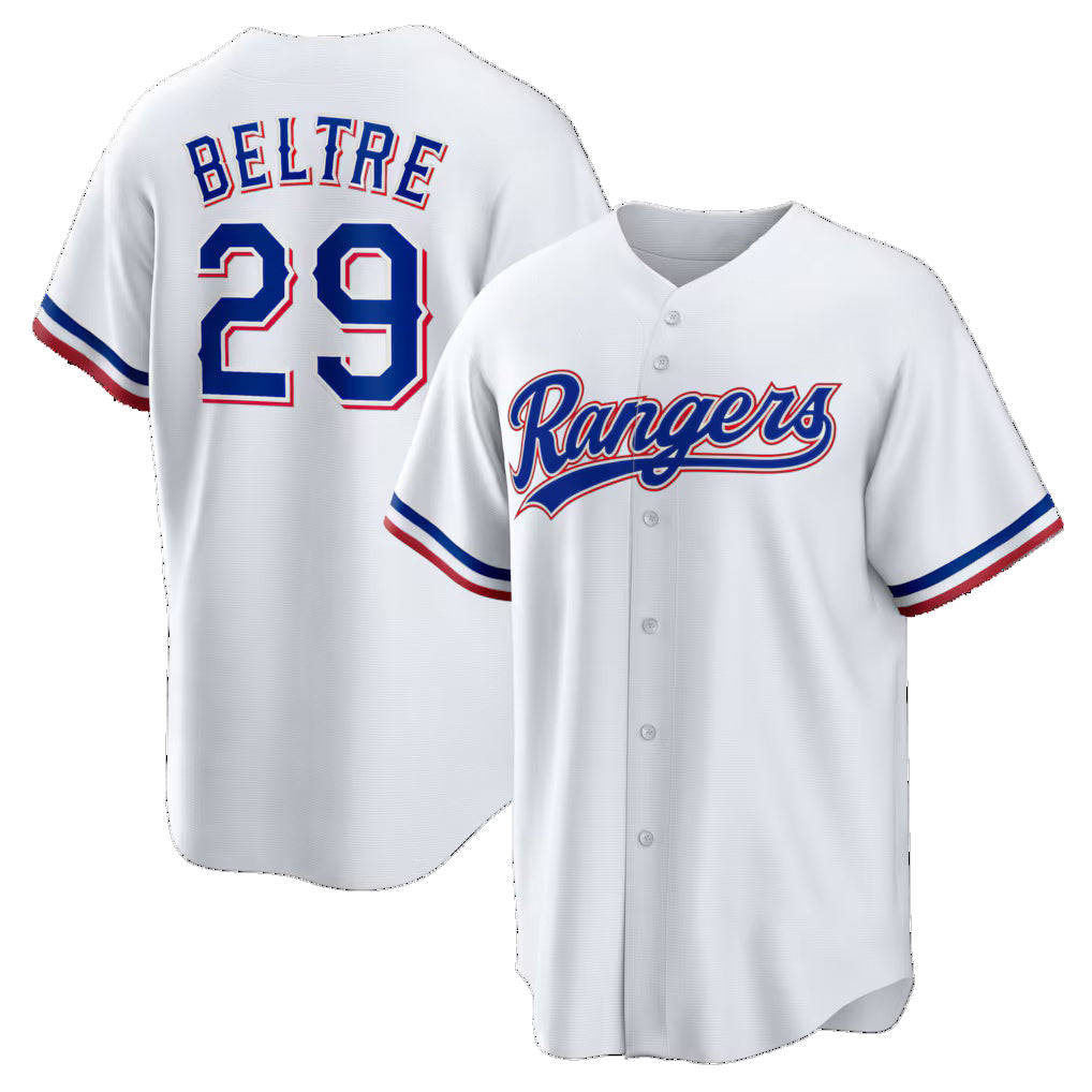 Texas Rangers #29 Adrian Beltre White MWATKINS Home Retired Player Replica Jersey