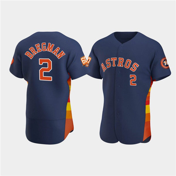 Houston Astros #2 Jose Altuve Navy MWATKINS 60th Anniversary Flex Base Stitched Jersey